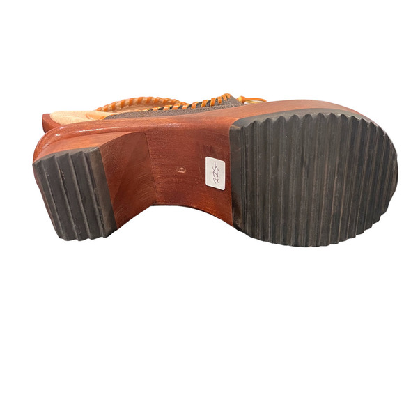 Jim Barnier Wooden Heel Clog Black Oil Women's Size 10 Platform Sandals Leather - Picture 8 of 8